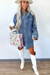 Loose H Line Raw Hem Denim T Shirt Dress